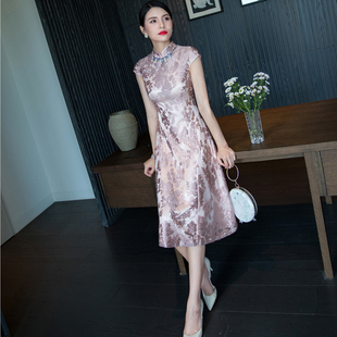 风拂改良版旗袍连衣裙 夏新款结婚礼服  婚礼妈妈礼服 