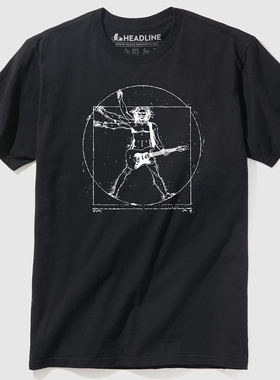 重磅260克ROCK MAN达芬奇Vintage摇滚歌手搞艺术美式复古短袖T恤