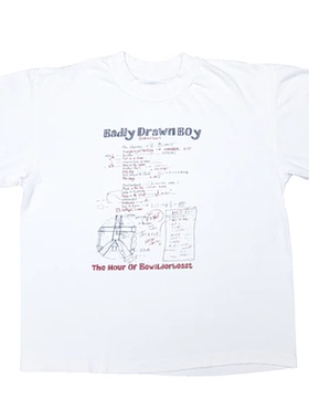 Badly Drawn Boy涂鸦男孩摇滚专辑美式高街vintage短袖男直喷T恤