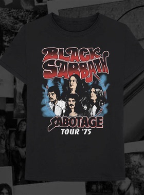 黑色安息日Black Sabbath暗黑重金属乐团重磅复古宽松纯棉T恤短袖