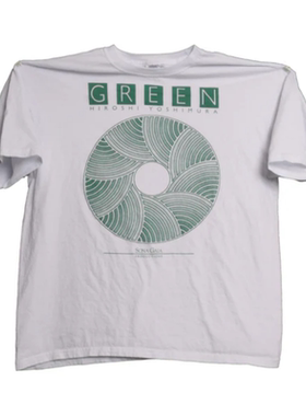 夏季Hiroshi Yoshimura Green吉村博史绿色轻水洗美式复古短袖T恤