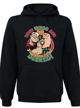 美国1960年Popeye the Sailor 大力水手波派经典复古加绒棉帽卫衣