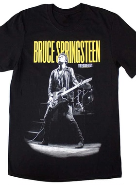 Bruce Springsteen蓝领精神工人摇滚美式vintage宽松直喷男女T恤