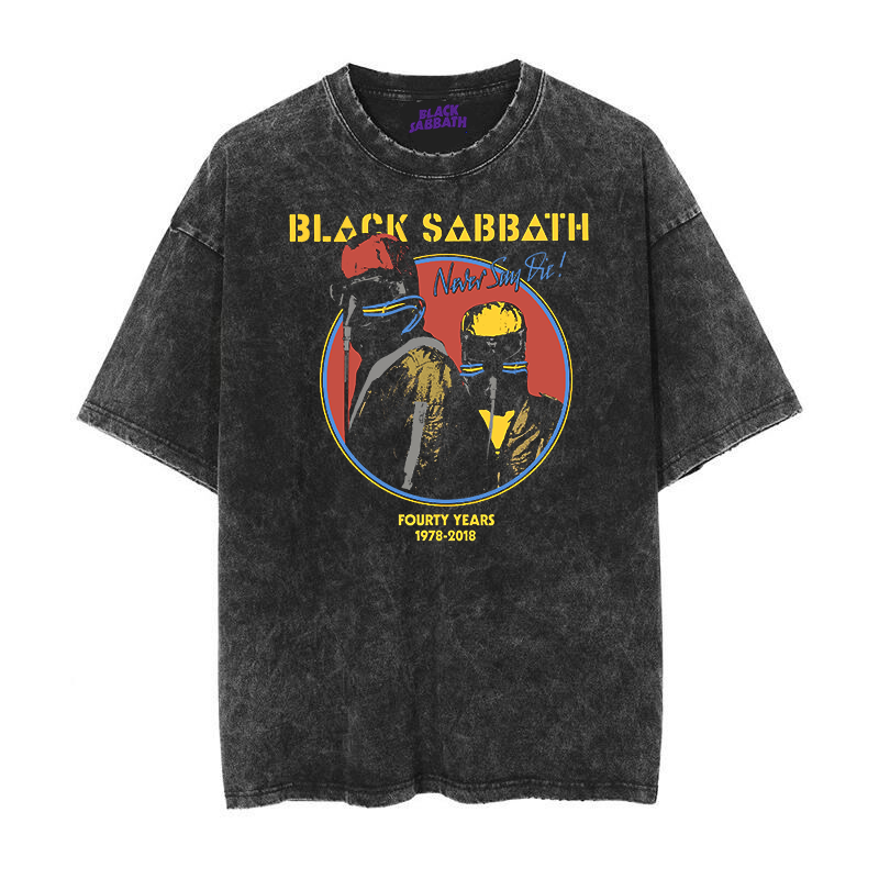 BlackSabbath短袖复古蜡染T恤