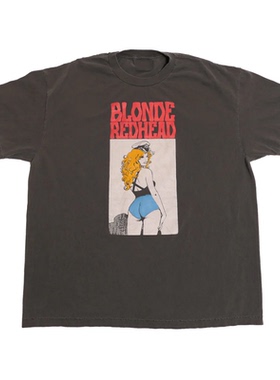 Blonde Redhead金发红发女郎数码印花复古轻水洗做旧休闲短袖T恤