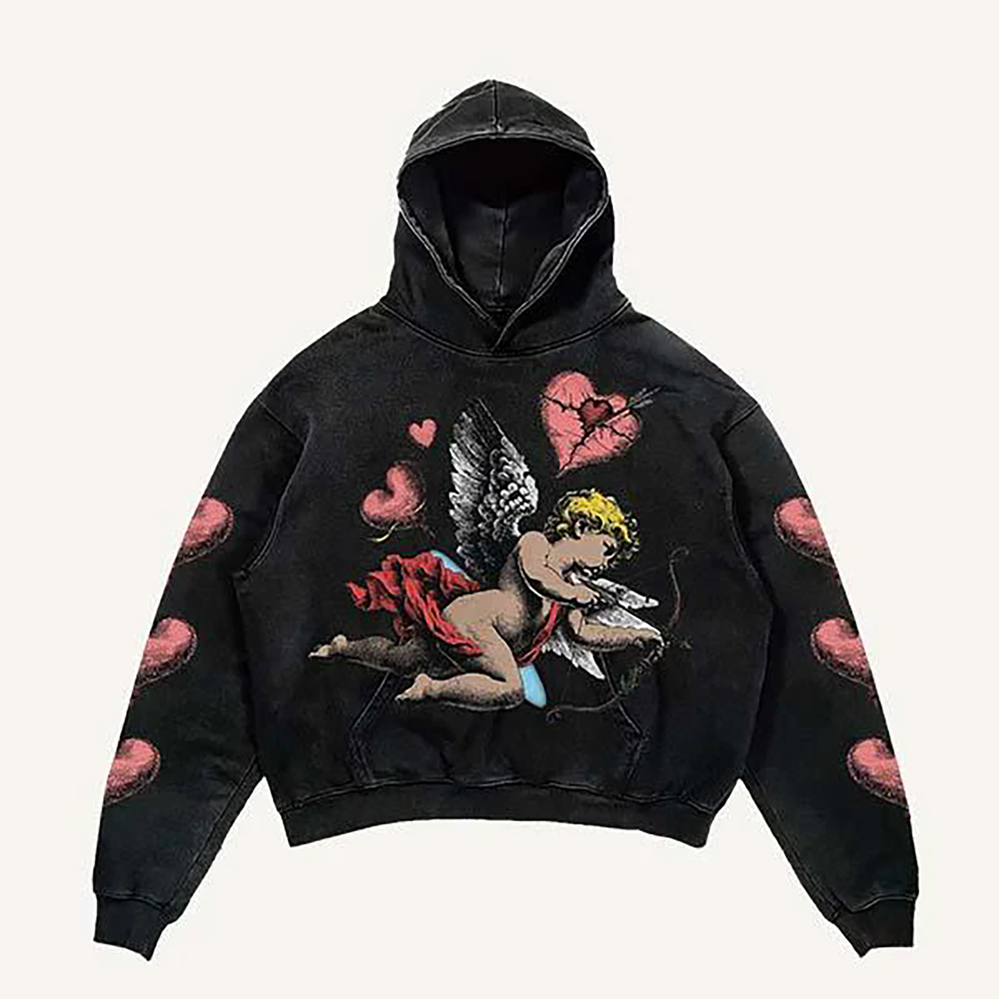 欧美潮牌和平鸽骨丘比特水洗卫衣