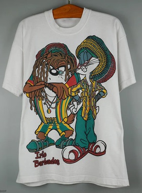 Irie barbados牙买加外国文艺卡通特色复古宽松直喷男女T恤短袖