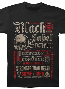 Black Label Society黑标社会乐队骷髅头摇滚美式潮牌纯棉短袖T恤