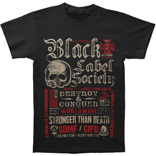 Black Label Society黑标社会乐队骷髅头摇滚美式潮牌纯棉短袖T恤