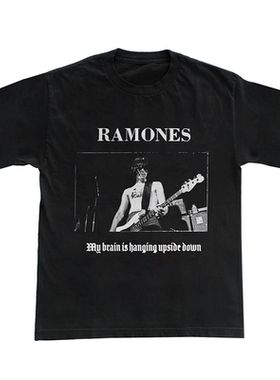 Ramones雷蒙斯乐队&CBGB摇滚俱乐部美式vintage短袖男纯棉直喷T恤