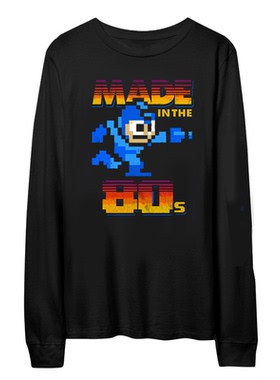 1987洛克人Rockman经典卡通动漫游戏复古美式经典外贸圆领长袖T恤