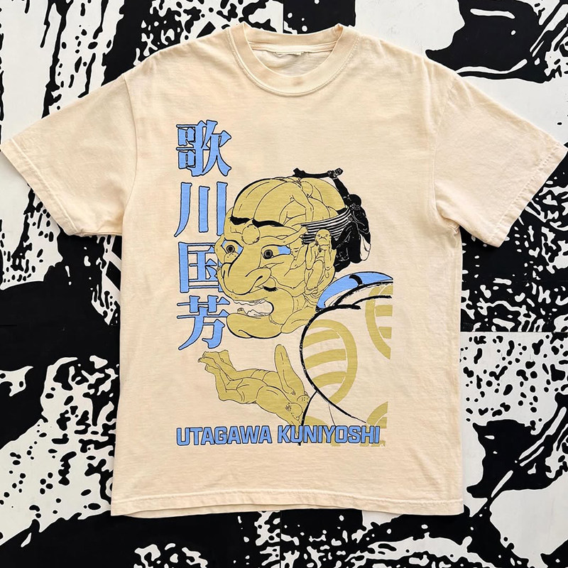 黑泽明日本导演电影系列日式插画古着风直喷印花男女宽松短袖T恤