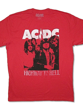 2023新款ACDC乐队欧美高街vintage复古摇滚朋克风Punk红色短袖T恤