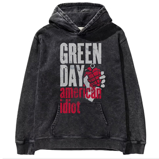 2026新款Green Day绿日乐队朋克风美式复古水洗做旧款式连帽卫衣