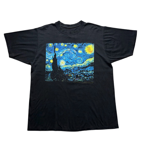 VanGogh梵高星月夜油画复古T恤