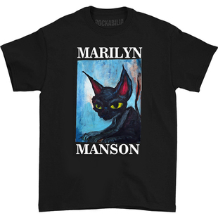 玛丽莲 曼森Marilyn Manson画作抽象油画猫艺术摇滚男士短袖T恤