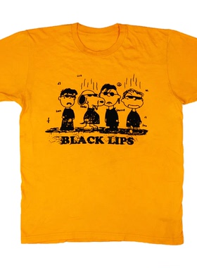 Black Lips黑唇乐队摇滚朋克巡演美式高街休闲黄色宽松短袖男T恤