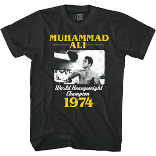 拳王阿里全击运动Muhammad Ali 复古做旧欧美街头潮流男士重磅T恤