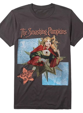 新款复古Smashing Pumpkins碎南瓜乐队短袖摇滚经典红色暗黑T恤男