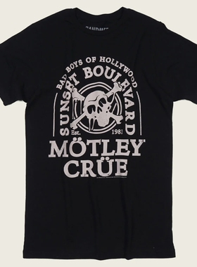 欧美系列MOTLEY CRUE SUNSET 杂色克鲁日落复古经典男士短袖T恤