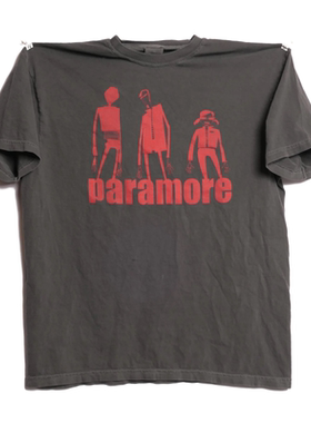 Paramore帕拉莫尔另类情绪摇滚乐队美式复古做旧轻水洗短袖T恤男