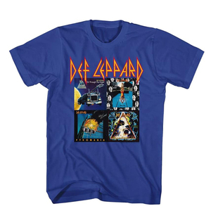 1977年Def Leppard威豹乐队 摇滚朋克风美式复古宽松蓝色男士T恤