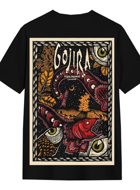 Gojira 戈吉拉黑金属乐队暗黑摇滚高街复古重磅男宽松纯棉T恤短袖
