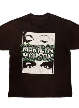 玛丽莲 曼森Marilyn Manson美式复古oversize高街数码直喷短袖T恤