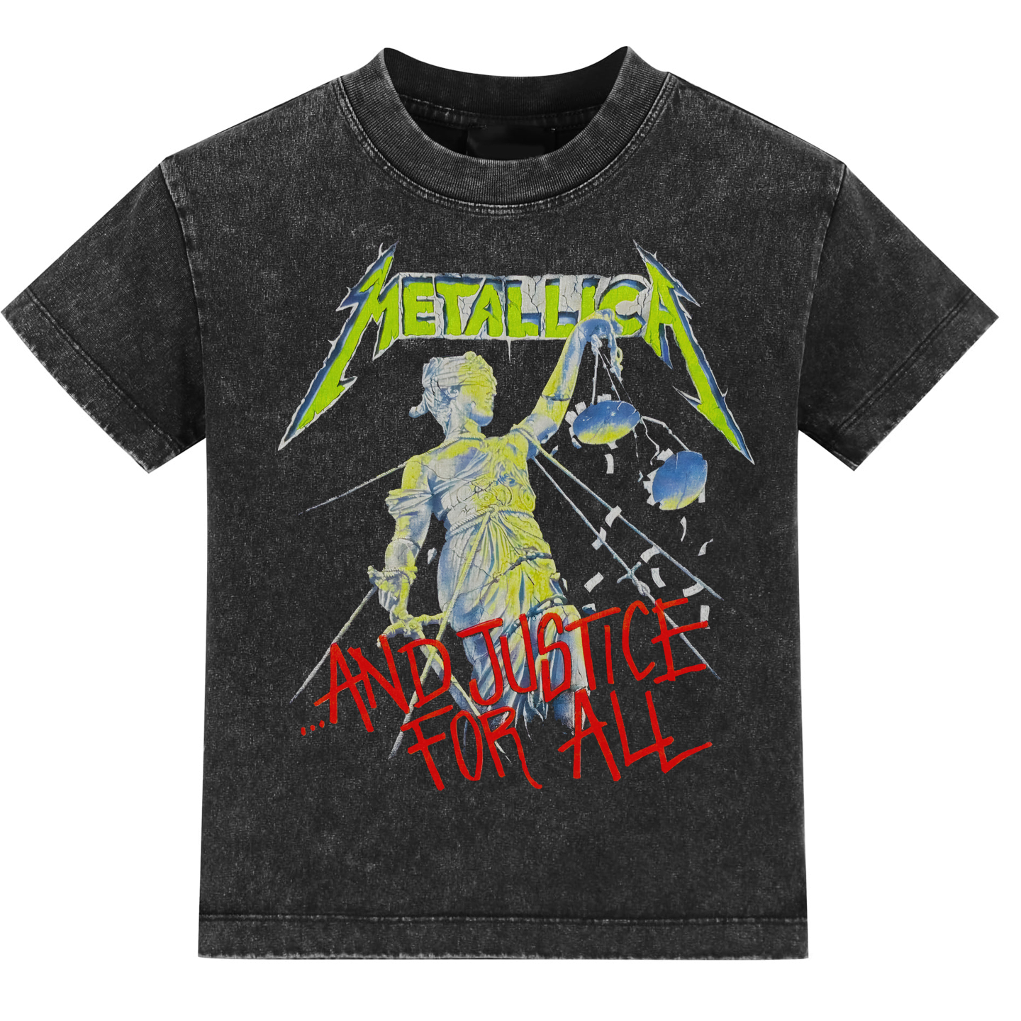 Metallica金属之王乐队吉他潮酷摇滚复古水洗小孩子儿童装T恤短袖