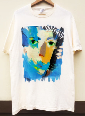 80年代the outfield合唱团Play Deep专辑美式复古重磅直喷印花T恤
