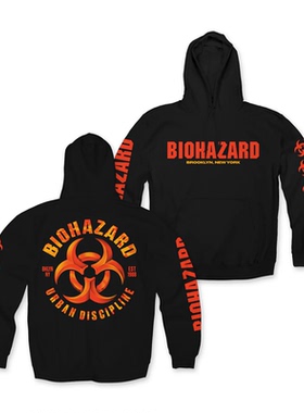 2025秋冬款Biohazard 生化危机乐队硬核金属纯棉宽松连帽衫卫衣男