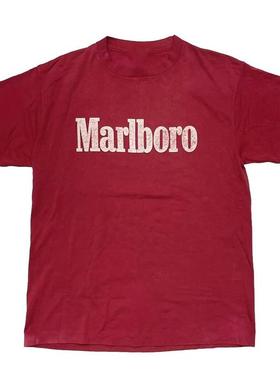 美国西部牛仔风美式复古休闲赛车F1宽松oversize棉男口袋短袖T恤