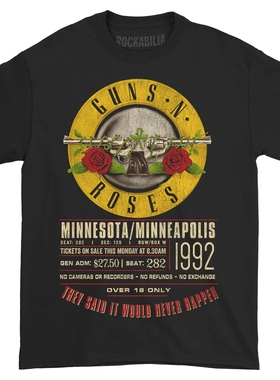 80年代Guns N' Roses玫瑰与枪花乐队美式高街vintage短袖摇滚T恤