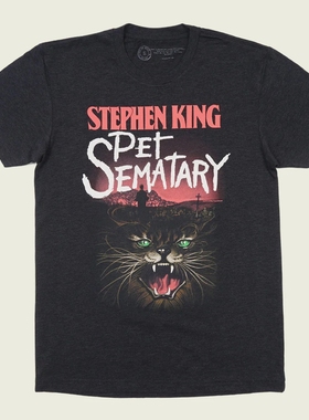 欧美风PET SEMATARY宠物信号 美式复古简约经典印花男女款短袖T恤