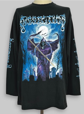 旋律黑金名人堂瑞典旋暗黑乐队Dissection复古做旧圆领纯棉长袖男