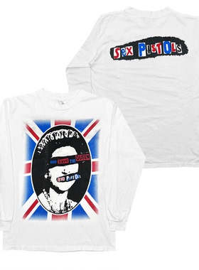 Vintage Sex Pistols性手枪乐队Sid Vicious重磅男士纯棉长袖T恤