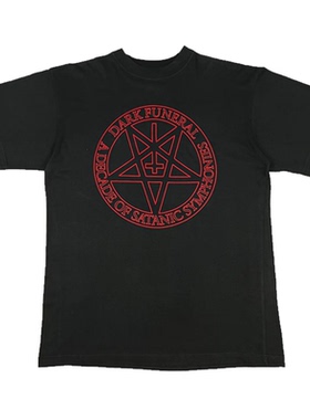 25夏季Dark Funeral黑金属摇滚黑暗葬礼乐队复古纯棉宽松短袖T恤