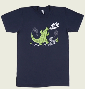 宽松短袖 T恤 直喷怪兽袭击男女款 卡通插画恐龙印花数码