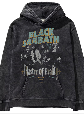 黑色安息日Black Sabbath乐队欧美暗黑恶魔水洗宽松男士连帽卫衣