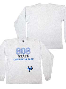 808 State乐队美式潮牌复古oversize摇滚朋克小众男纯棉长袖T恤秋