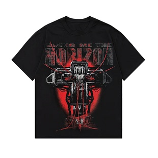 死核摇滚乐队Bring Me the Horizon飞跃地平线美式复古短袖T恤男
