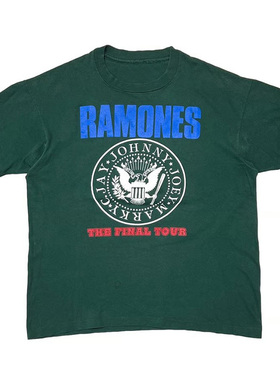 2026夏季新款RAMONES蒙雷斯乐队摇滚美式vintage绿色红色短袖T恤