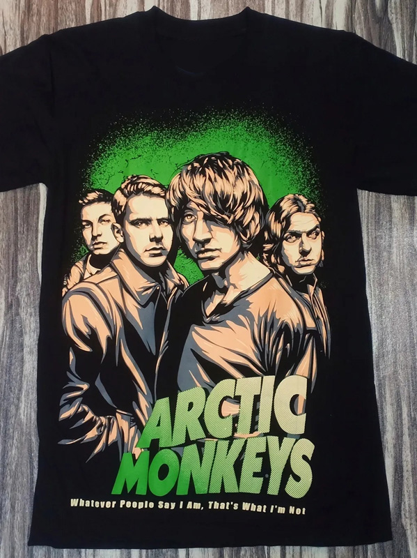 北极猴宽松做旧美式摇滚印花短袖