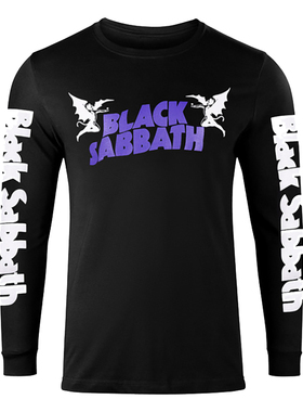 秋季新品Black Sabbath黑色安息日暗黑男士紫色图美式复古长袖T恤