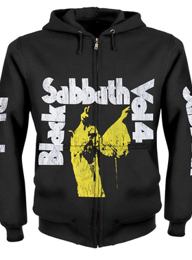 黑色安息日乐队Black Sabbath暗黑人物字母美式复古连帽拉链外套
