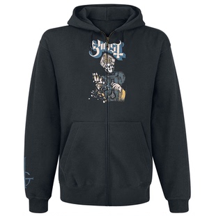 秋冬季Ghost瑞典重金属/幽灵摇滚乐队美式重磅纯棉连帽拉链外套男