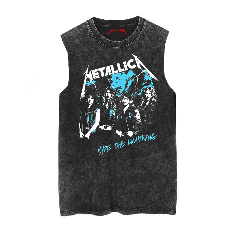 METALLICA无袖摇滚男士蜡染T恤
