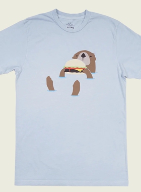 OTTER EATING HAMBURGE食水獭汉堡美式复古经典男女款宽松短袖T恤