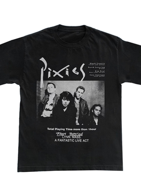 Pixies像素乐队美国另类摇滚欧美潮牌摇滚Rock复古男纯棉直喷T恤