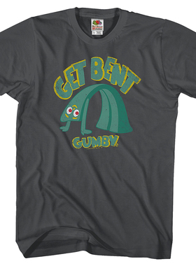 Get Bent Gumby T-Shirt小绿人冈比动画片复古男女款纯棉短袖T恤